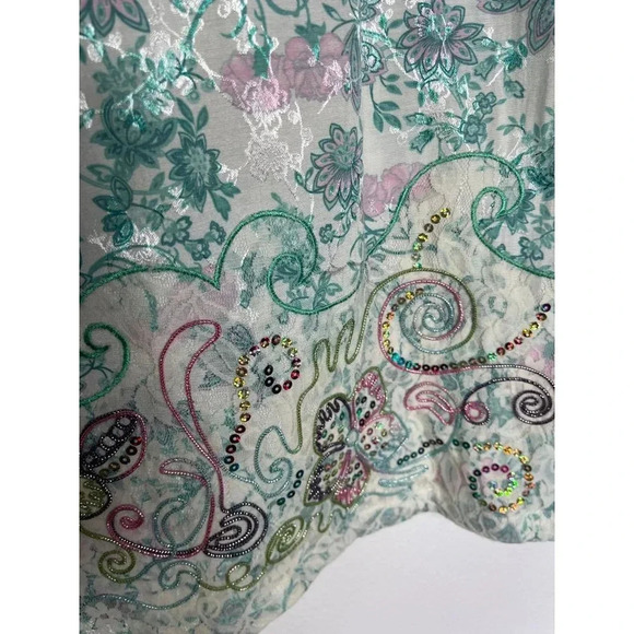 Traditional Chinese Beaded Flower Lace Mesh Embroidery Cheongsam Dress Green XL - Picture 8 of 15